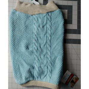 Martha Stewart Blue Gray Dog Sweater Cable Knit New NWT Size Large